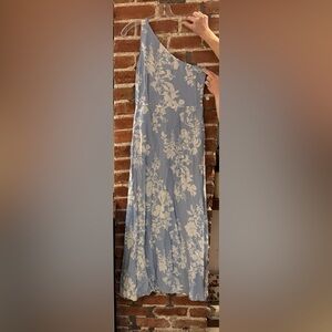 Reformation One Shoulder Blue Floral Dress